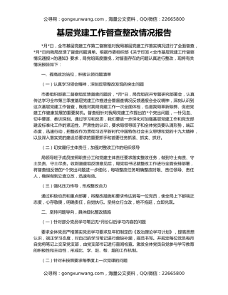 基层党建工作督查整改情况报告