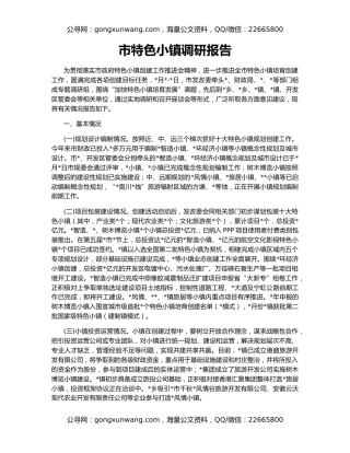 市特色小镇调研报告