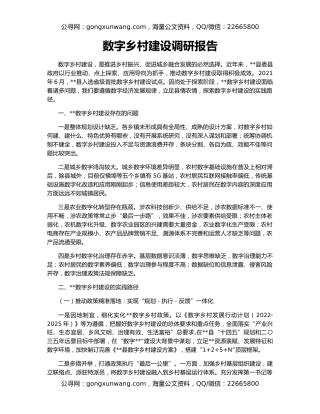数字乡村建设调研报告