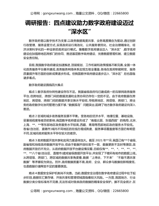 调研报告：四点建议助力数字政府建设迈过“深水区”