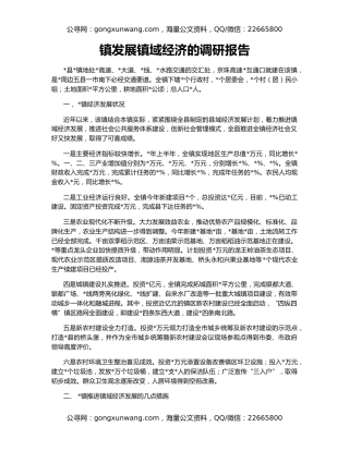 镇发展镇域经济的调研报告