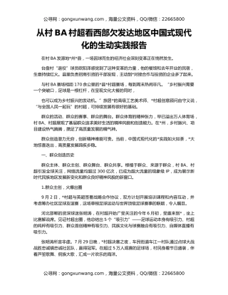从村BA村超看西部欠发达地区中国式现代化的生动实践报告