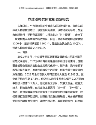 党建引领共同富裕调研报告