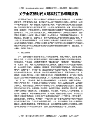 关于全区新时代文明实践工作调研报告