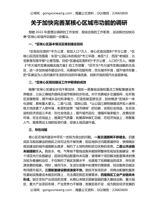 关于加快完善某核心区城市功能的调研