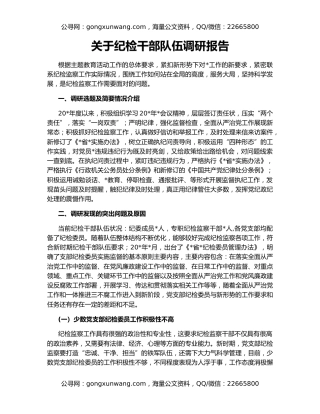 关于纪检干部队伍调研报告