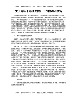 关于青年干部理论提升工作的调研报告