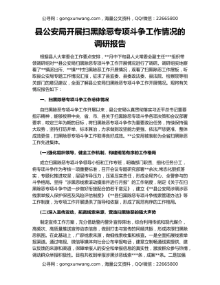 县公安局开展扫黑除恶专项斗争工作情况的调研报告