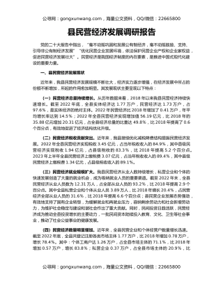 县民营经济发展调研报告