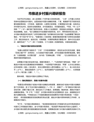 市推进乡村振兴调研报告