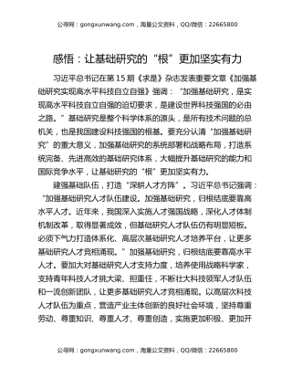 感悟：让基础研究的“根”更加坚实有力