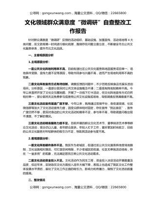 文化领域群众满意度“微调研”自查整改工作报告
