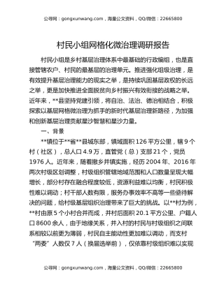 村民小组网格化微治理调研报告