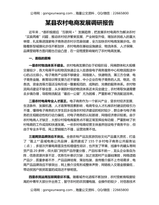 某县农村电商发展调研报告