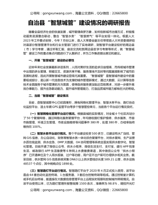 自治县“智慧城管”建设情况的调研报告