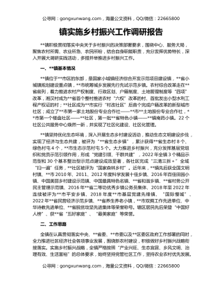 镇实施乡村振兴工作调研报告