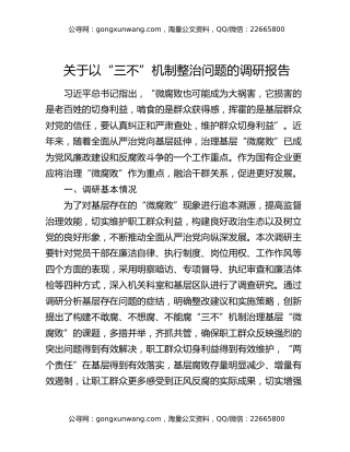 关于以“三不”机制整治问题的调研报告