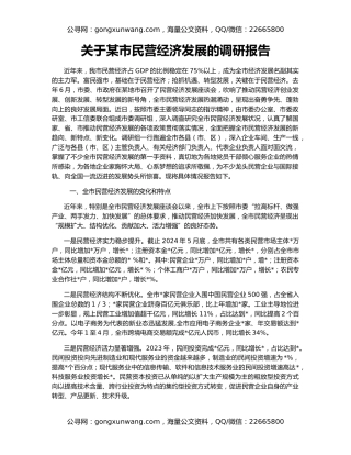 关于某市民营经济发展的调研报告