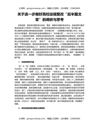 关于进一步做好高校巡视整改“后半篇文章”的调研与思考