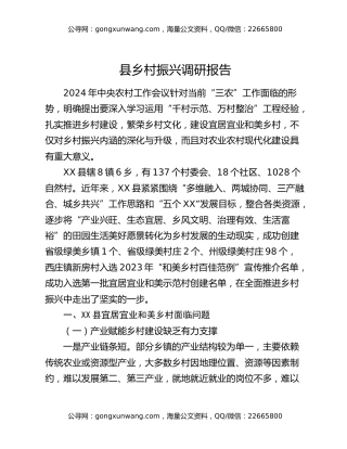 县乡村振兴调研报告