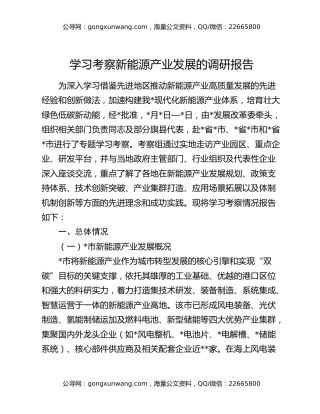 学习考察新能源产业发展的调研报告