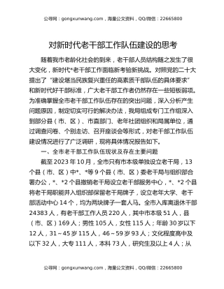 对新时代老干部工作队伍建设的思考