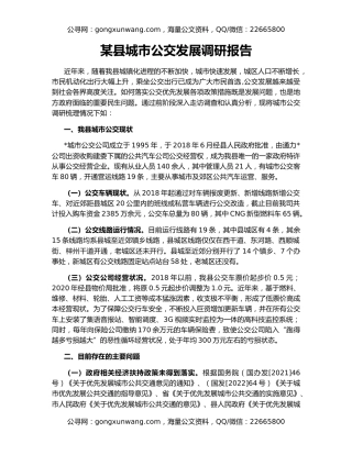 某县城市公交发展调研报告