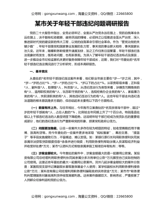 某市关于年轻干部违纪问题调研报告