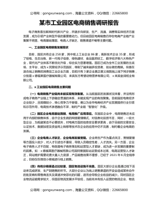 某市工业园区电商销售调研报告