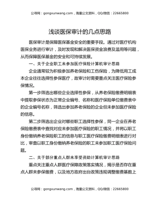 浅谈医保审计的几点思路