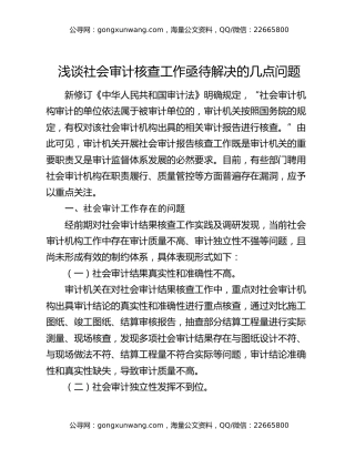 浅谈社会审计核查工作亟待解决的几点问题