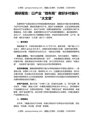 调研报告：以产业“微布局”做好乡村振兴“大文章”