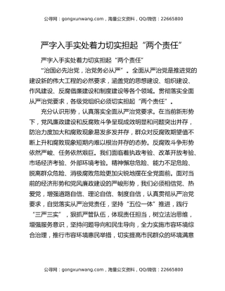 严字入手实处着力 切实担起“两个责任”