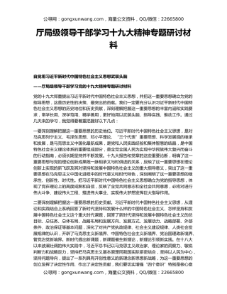 厅局级领导干部学习十九大精神专题研讨材料