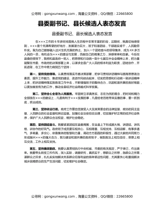 县委副书记、县长候选人表态发言