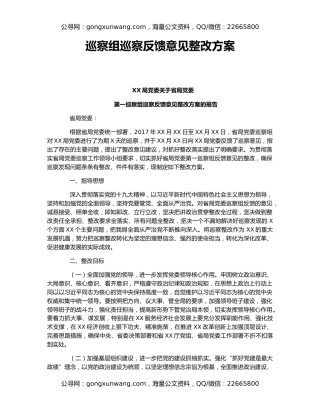 巡察组巡察反馈意见整改方案