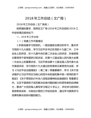 2018年工作总结（文广局）