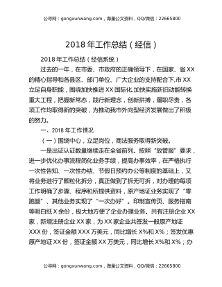2018年工作总结（经信）