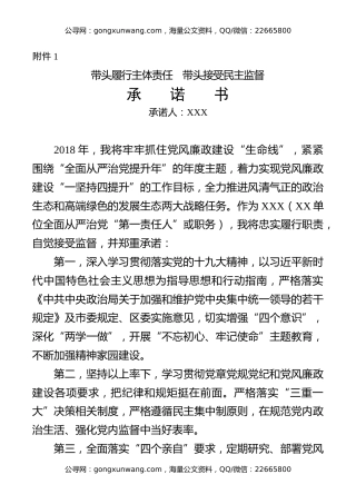 2018承诺书（责任书）模板5篇