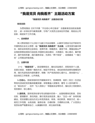 “我是党员 向我看齐”主题活动方案