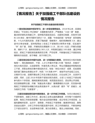【情况报告】关于加强组工干部队伍建设的情况报告