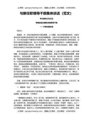 与新任职领导干部集体谈话（范文）