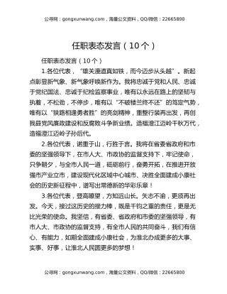 任职表态发言（10个）