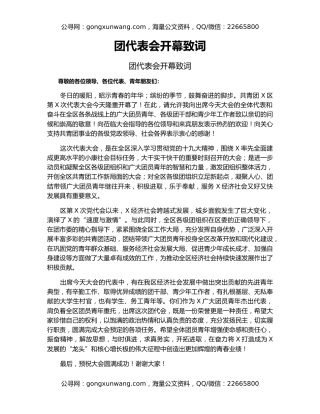 团代表会开幕致词