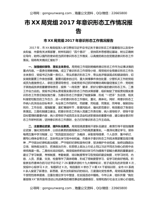 市XX局党组2017年意识形态工作情况报告