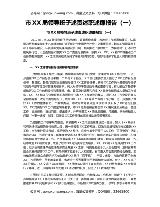 市XX局领导班子述责述职述廉报告（一）