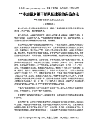 市加强乡镇干部队伍建设的实施办法