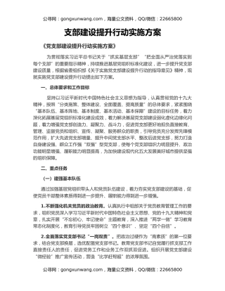 支部建设提升行动实施方案