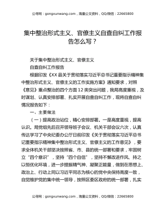 集中整治形式主义、官僚主义自查自纠工作报告怎么写？