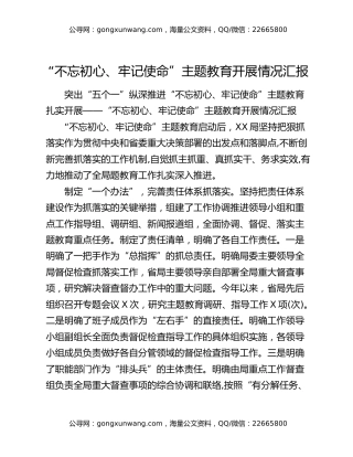“不忘初心、牢记使命”主题教育开展情况汇报（2）